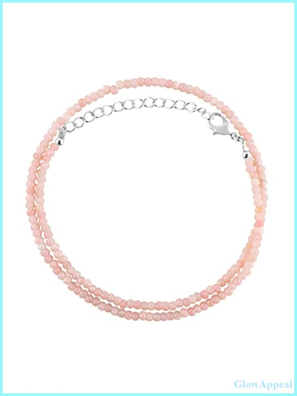 Natural Pink Opal Beaded Choker Necklace Silver Plated for Women
